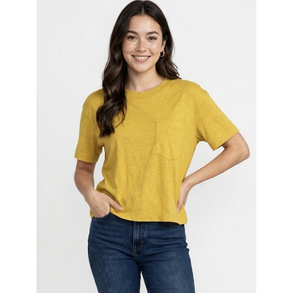 Madewell Yellow Pocket Tee M Short Sleeve Casual Cotton T Shirt Minimalist